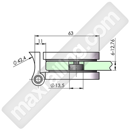 Панта за стъкло към колонка чертеж